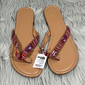 NWT Charlotte Russe Women's Tan and Multicolor Sandals
